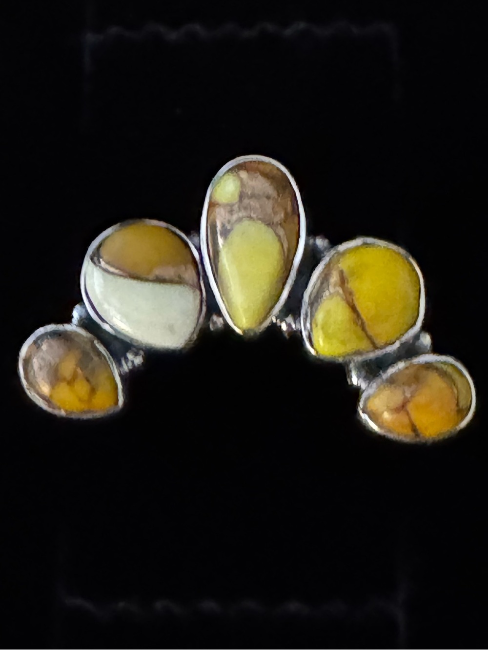 Yellow Teardrop genuine honey dahlia Inlay Sterling Silver Women’s Ring